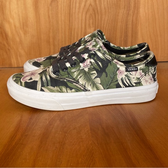 Womens 6.5 Vans Off The Wall Floral Sneakers Green White SEF1145 - Picture 3 of 8